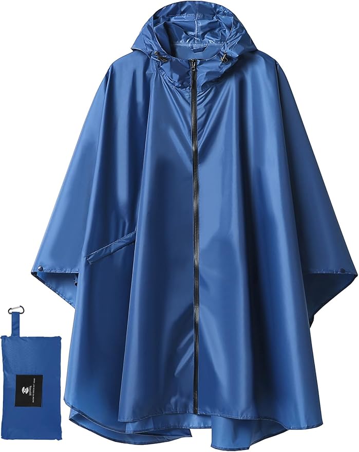 SaphiRose Rain Poncho Jacket Coat Hooded for Adults with Pockets