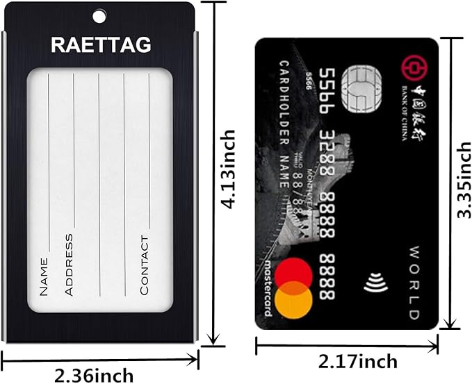 Luggage Tags Metal Suitcase Tags Travel Bag ID Identifier Luggage Tag (Black 6-Pack)