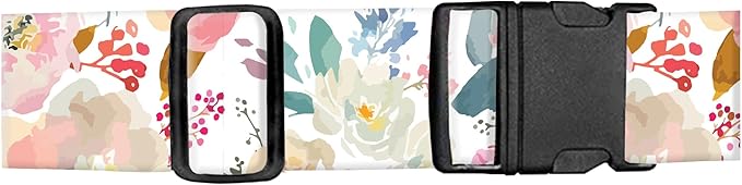 Luggage Straps for Suitcases, Adjustable Travel Belt, Durable Wide Luggage Strap, Cute Suitcase Strap Identifiers with Buckle, Bag Straps for Luggage, Cute Pink Flowers