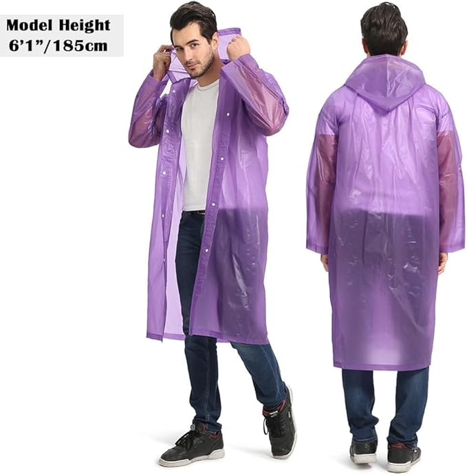 Opret 2 Pack Raincoats for Adults Reusable, EVA Rain Ponchos Lightweight Rain Coat Waterproof Rain Gear for Men and Women