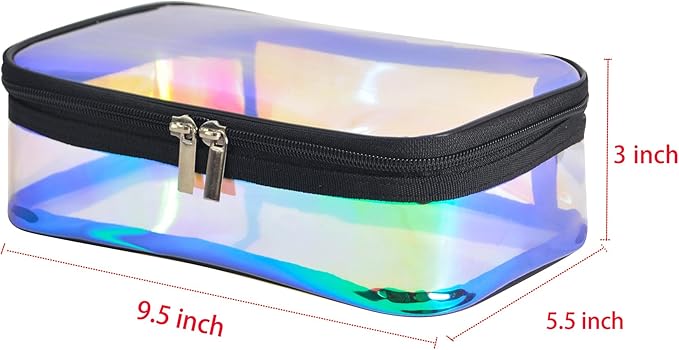 Iridescent TPU Travel Cosmetic Makeup Bag Holographic Clear Makeup Kit Organizer Pouch Waterproof Toiletry Organizer Case