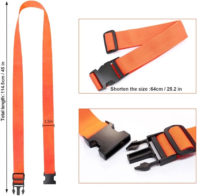 2Pack Luggage Straps Add Bag Luggages Straps to Connect Two Suitcases, Adjustable Luggage Belt Connector for Carry On, Travel Attachment Accessories for Connect Your 3 Luggages, Orange