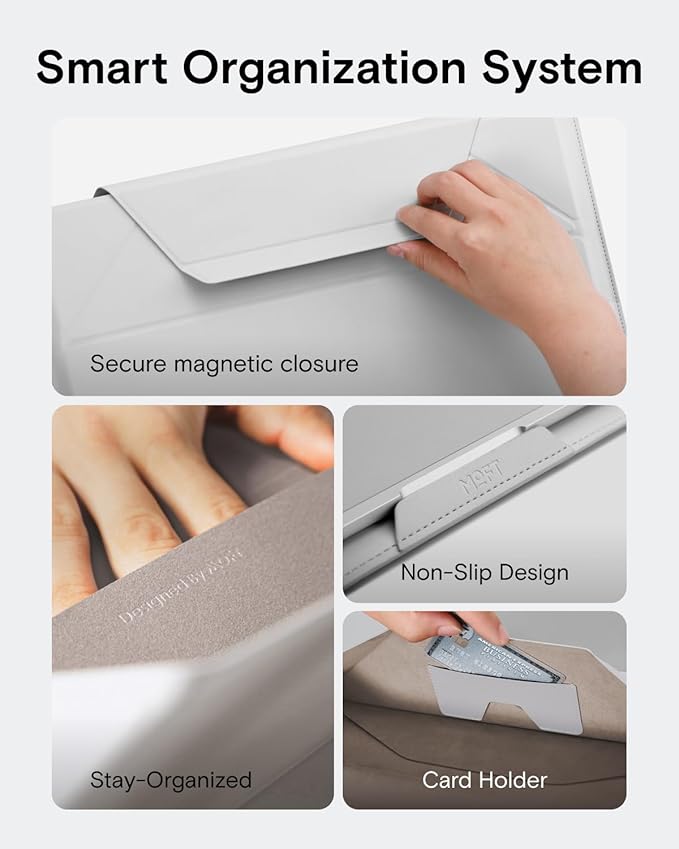 MOFT Laptop Carry Sleeve, 2-in-1 Laptop Bag & Stand for 13" MacBook Air/Pro & Dell/HP/Lenovo/Asus, Stylish Slim Computer Sleeve Bag with Expandable Storage for Computer Accessories, Beach White