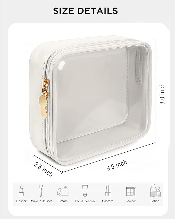KOTORA TSA Approved Toiletry Bag with Mini Clear Makeup Bag PVC Cosmetic Bags for Women and Men, Carry on Airport Airline Compliant Bag Car Accessories for Women Her (1B White)