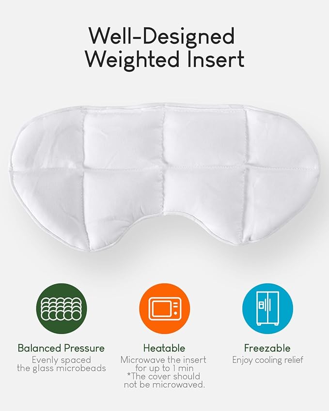 Sivio Weighted Eye Mask for Sleeping, Cooling & Cozy Reversible Blackout Sleep Mask for Women & Men, Microwave Freezable Heavy Blindfold for Migraine, Travel, Meditation, 0.55lbs, Grey