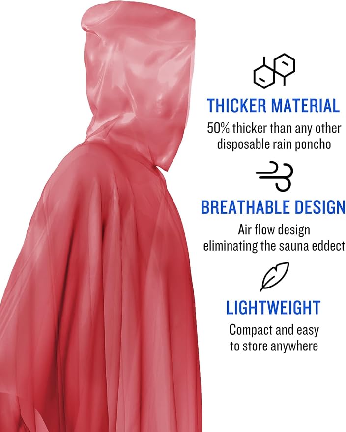 SaphiRose Disposable Rain Ponchos Emergency Clear Poncho