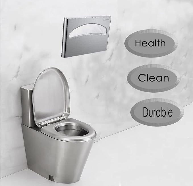 Commercial Toilet Seat Cover Dispenser, Wall Mount, 250 Single Seat Covers for Office, Hospital (18/8 Stainless Steel)