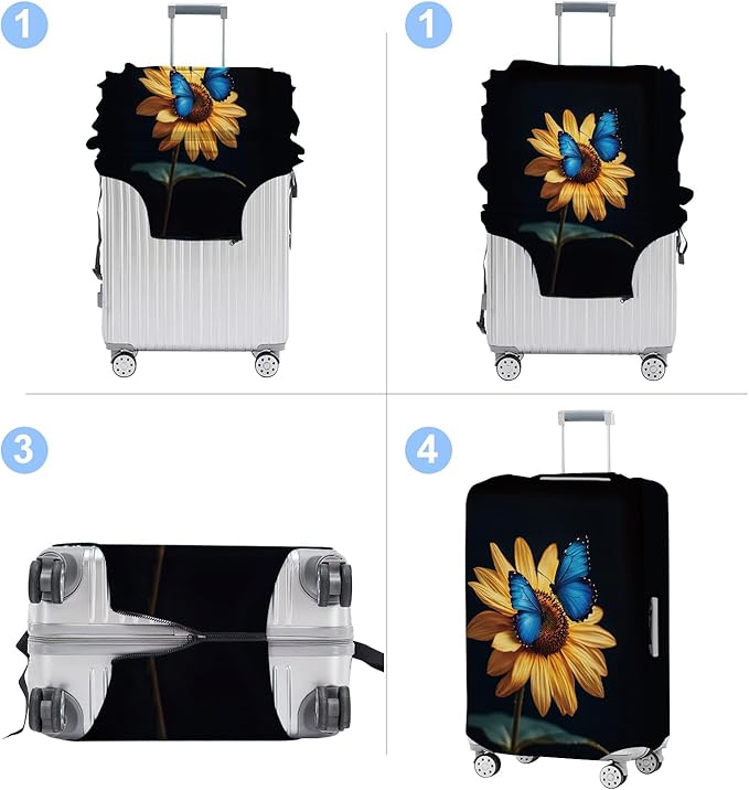 Luggage Cover Washable Suitcase Protector Anti-scratch Suitcase cover Fits 20-34 Inch Luggage (Sunflower, S(20-22inch suitcase))