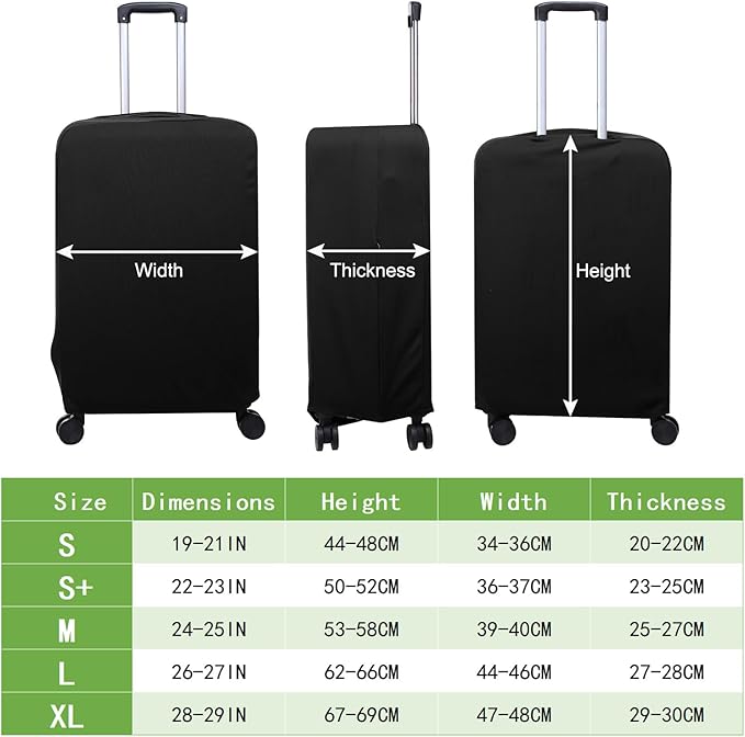 PATIKIL Luggage Cover, Suitcases Covers Elastic Carry on Cover Protector Washable Scratch-Resistant Fits 19-21 Inch Luggage for Travel Business Trips, Black