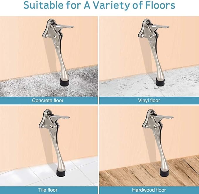 Door Stopper, One-Touch semi-Automatic Metal Door Stopper, with Non-Slip Rubber Tip for Wood, Concrete, Tiled, and Carpeted Floors (6inch x 1pack, Dark Grey)