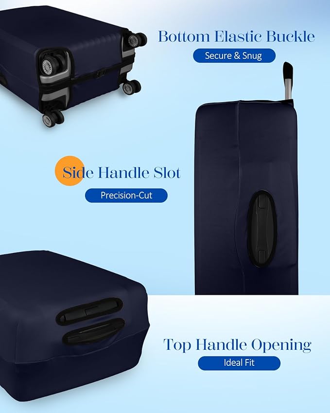Slohif Luggage Cover for Suitcase Tsa Approved Protector - Luggage Sleeve Suit Case Cover Travel Stretch Large Baggage Case Protective Washable Fit 18-20 Inch Navy Blue