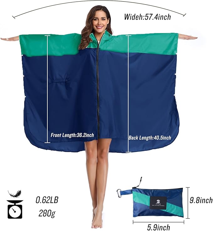 SaphiRose Unisex Rain Poncho Hooded Waterproof Raincoat for Adults Women