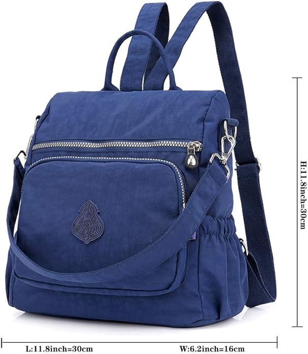 MINTEGRA Women Shoulder Backpack Multi-Pocket Nylon Purse Large Capacity Waterproof Casual Daypack