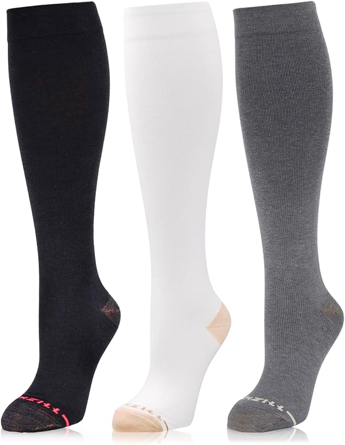NEWZILL Copper Compression Socks for Women & Men 15-20mmHg Cotton Rich Odor Control Dress Socks for Business Casual Running Medical Athletic Support, Edema Diabetic Relief