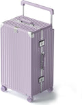 Aluminium Frame Checked-Luggage with Smooth Jelly Wheels, Hardside Zipperless Rolling Suitcase with TSA Lock (Purple, 28-Inch)