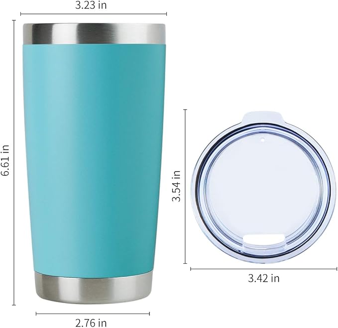 DOMICARE 20oz Stainless Steel Tumbler Bulk with Lid, Double Wall Vacuum Insulated Travel Mug, Powder Coated Coffee Cup, Light Blue, 1 Pack
