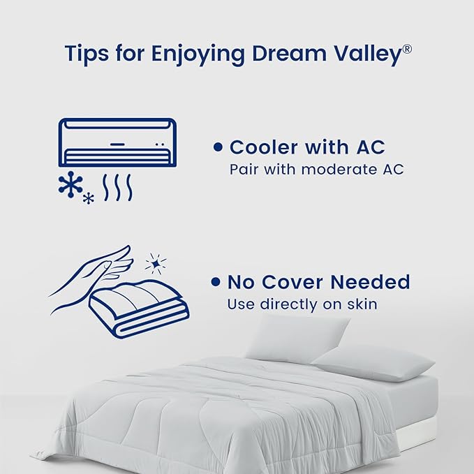 Dream Valley® Outlast® Deepsleep Cooling Comforter, Throw Size, NASA-Grade Space Technology Cooling Blanket for Hot Sleepers Night Sweats, Q-Max > 0.45 Aerocool™ Breathable Light Grey, 60"x80"