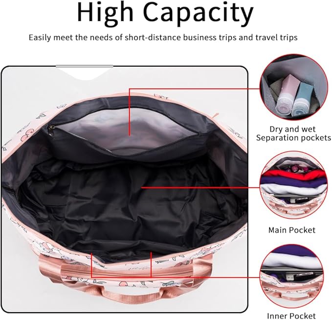 Large Capacity Foldable Travel Bag Expandable Portable Carry on Bag Dry&Wet Separation Sports Duffel Bags