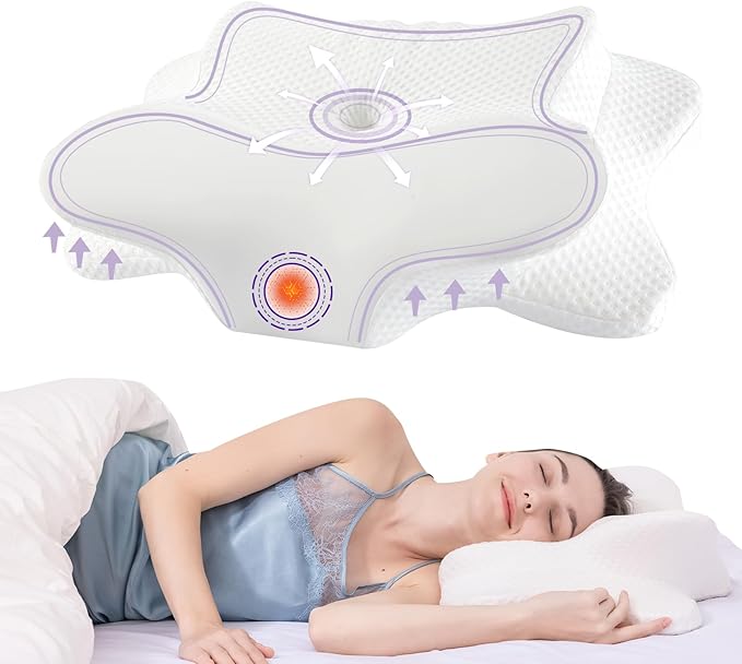 Cervical Neck Pillow for Sleeping, Cervical Pillow for Neck Pain Relief, Hollow Design, Memory Foam Cervical Neck Pillow, Cooling Pillow for Neck Support,Adjustable,Cozy Sleeping,Odorles (White)