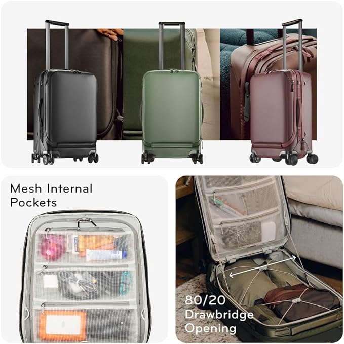 Peak Design Roller Pro Carry-On, Eclipse, Expandable Small Suitcase with Wheels, Carbon Fiber Handle, Drawbridge Opening, Hybrid Soft/Hard Shell, Custom Hardware, Fits XL Camera Cube or Packing Cubes