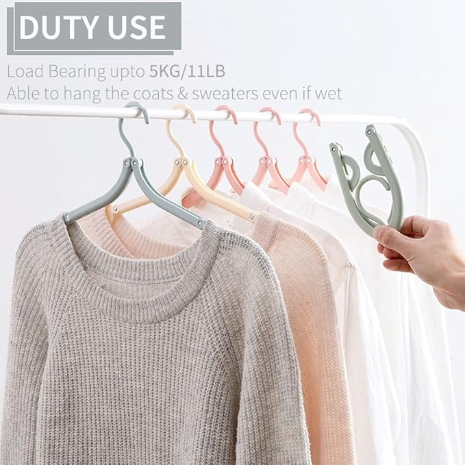 20 Pcs Foldable Travel Hangers - Portable Folding Collapsible Clothes Hangers Lightweight Travel Accessories Foldable Clothes Drying Rack Dorm Hanger for School Home with Clothesline