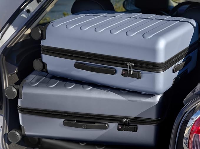 Carry on Luggage 22 X 14 X 9 Airline Approved, 20 Inch Luggage for 3-5 Days Travel, Double Spinner Wheels, 100% Hardshell PC, TSA Lock (03-Shadow (Basic), Checked 28-Inch)