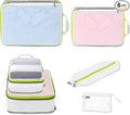 Cipway Compression Packing Cubes, See Through Mesh Luggage Organizer Bags, Travel Essentials for Carry on Suitcase with Laundry Bag and Clear Toiletries Bag（6 Pcs,White）