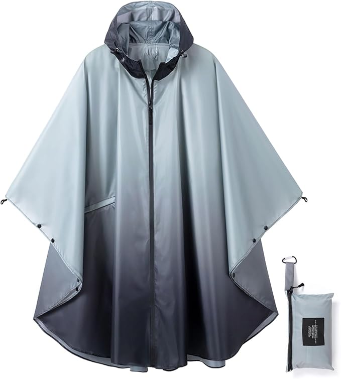 Rain Poncho Jacket Coat Hooded Zipper Style for Women/Men/Adult with Pocket