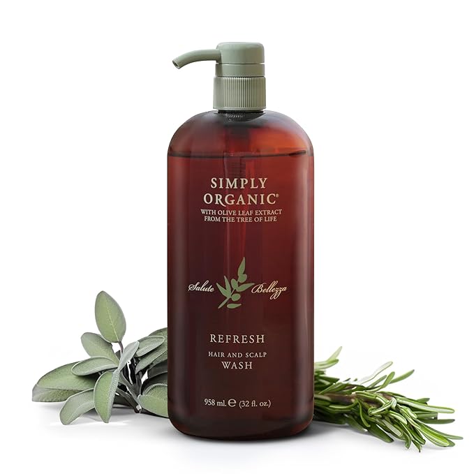 SIMPLY ORGANIC Hair Detox Clarifying Shampoo Scalp Wash, Made in Italy, All Natural Cruelty Free Hair Care for Women & Men with Rosemary, Sage & Olive Leaf Extract, 32 fl oz/958 ml, Refresh