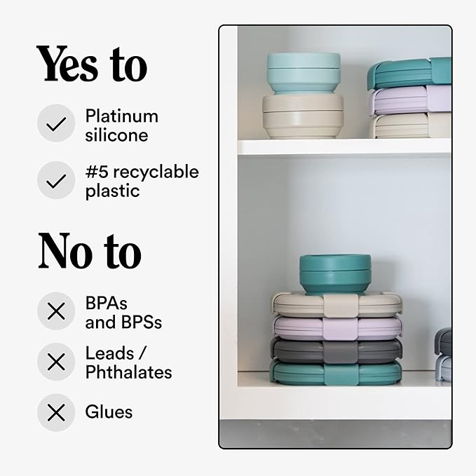 STOJO Collapsible Sandwich Box – 24oz, Reusable Food Storage Container, Silicone Bowl for Hot/Cold Food – Meal Prep, Lunch, Camping, Hiking – Dishwasher Safe (Set of 1, Eucalyptus)