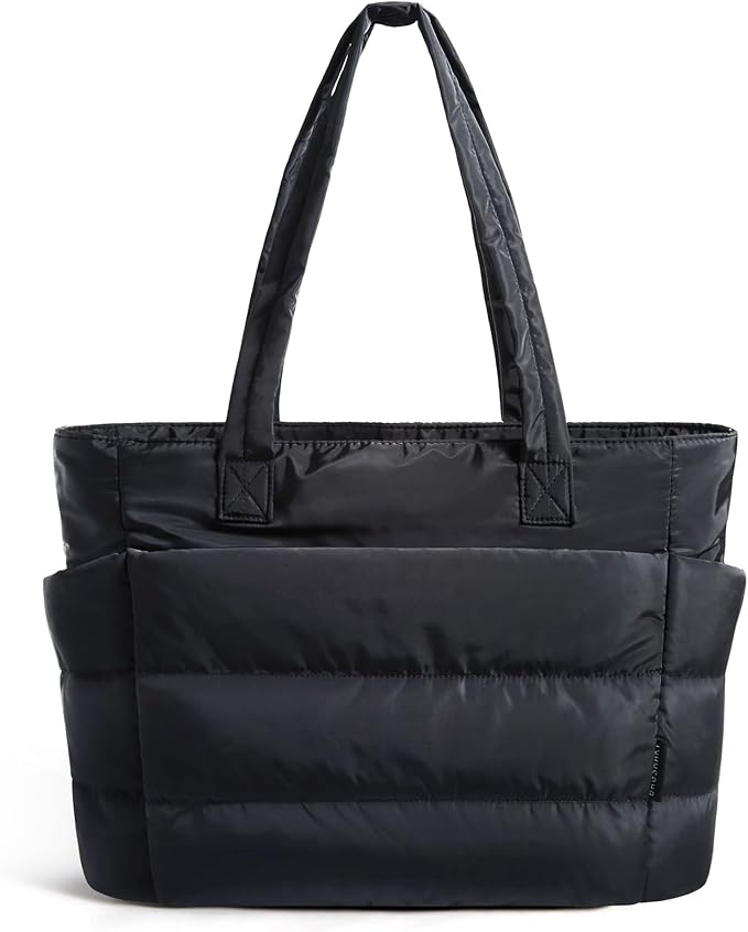 BAGSMART Tote Bag for Women, Lightweight Puffy Tote Bag with Compartments Shoulder Bag Handbag for Travel, Work, Gym,
