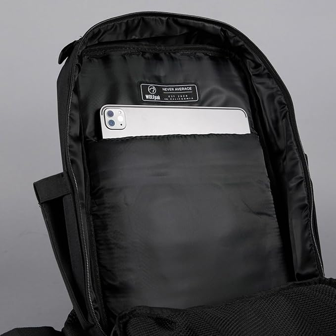 WOLFpak 15L Backpack - Alpha Black - Slim Everyday Carry Backpack for Men & Women, Water-Resistant Minimalist Daypack for Laptop & Travel