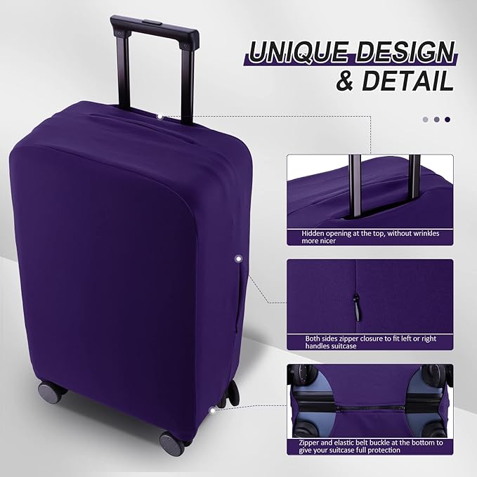 Travel Luggage Cover Suitcase Protector Scratch-Resistant Fit 19-31 Inch Suitcase, Not Included Suitcase (Purple, SX(22-23 inch))