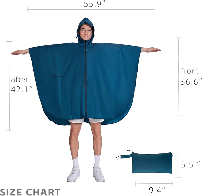 Cloak raincoat Unisex poncho Adult hooded men and women with pockets Mountaineering hiking rainstorm prevention