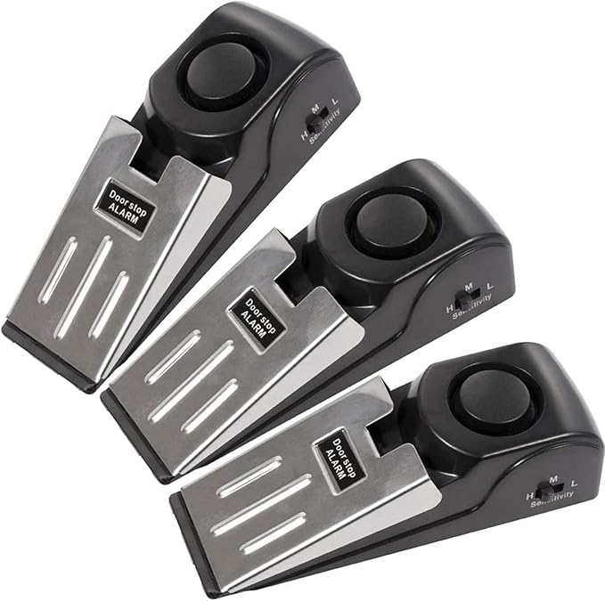 TOWODE Upgraded Door Stop Alarm 3-Pack, Stoppers Security with 120 dB - Great Gift for Traveling Hotel Home Apartment Stopper Tools