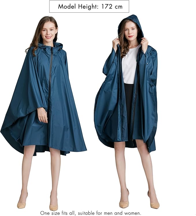 ANYOO Waterproof Rain Poncho Lightweight Reusable Hiking Hooded Coat Jacket for Outdoor Activities