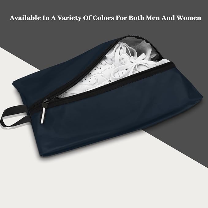 Waterproof Shoe Bag Odor Absorbing Multifunctional Storage Lightweight Shoe Dust Bags with Zipper for Gym Sports Travel Work Men and Women(Navy Blue, 1-Pack)