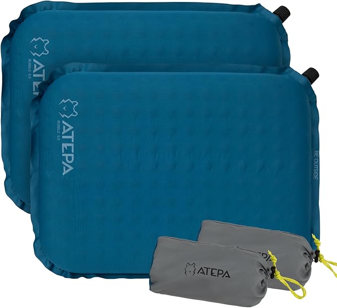 ATEPA Inflatable Stadium Seat Cushion, Self-Inflating Memory Foam Stadium Seats Bleacher Seat Chair Cushion Pad for Airplane Travel Backpacking Sports Events