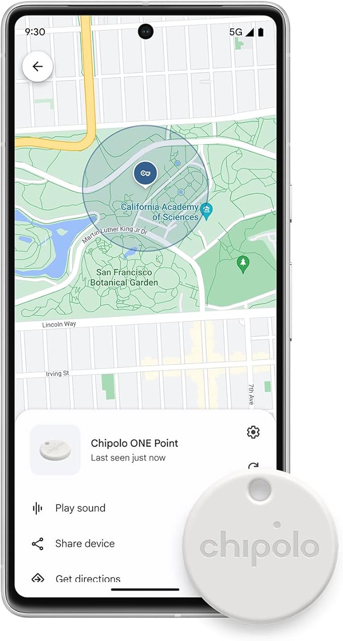 Chipolo ONE Point - 4 Pack - Key Finder, Bluetooth Tracker for Keys, Bag, Item Finder - Works with Google's Find My Device app (Android only) (Off White)