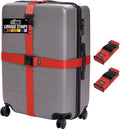 GORILLA GRIP Heavy Duty Adjustable Luggage Straps for Suitcases, Easy to Identify Travel Belt Connector Holds Suitcase Together, Extends Life of Bag, Strap Connects Two Bags, Accessories 2 Pack Red