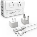 ALLWEI 220V to 110V Travel Voltage Converter us to Europe, Step Down Converter for Hair Straightener/Curling Iron, International Power Adapter for EU/UK/US/AU (White)