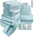 9 Set Packing Cubes for Suitcases, Aydicon Travel Luggage Packing Organizers with Laundry, Toiletry Bag, Compression Storage Shoe Bag, Toothbrush Case, Travel Essentials (Light Blue)