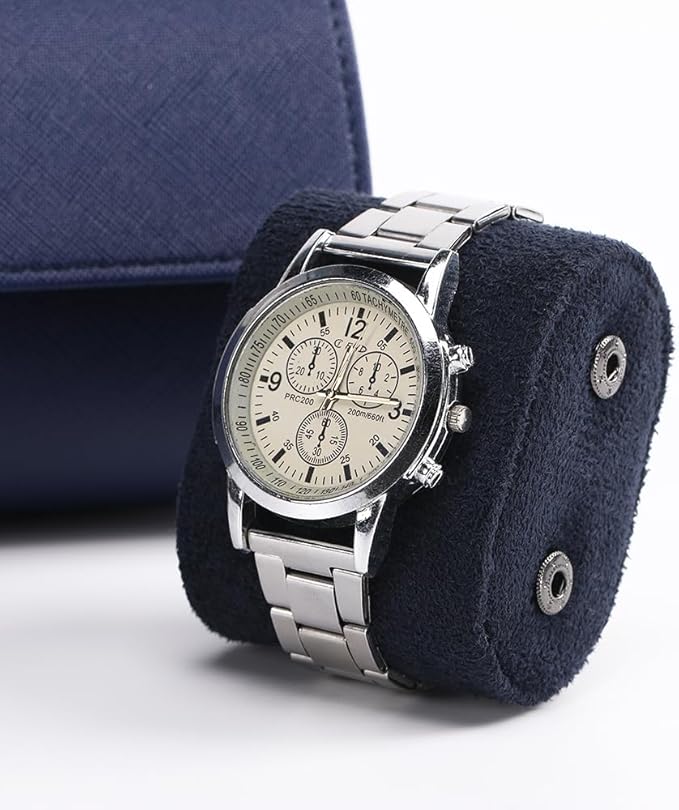 HAN QIANG Travel watch case Chic Portable Vintage Leather Display Watch Storage Box for great gifts for man (blue)