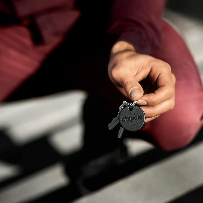 Chipolo ONE Spot - 4 Pack - Finder, Bluetooth Tracker - Works with The Apple Find My app (only for iOS) (Almost Black)