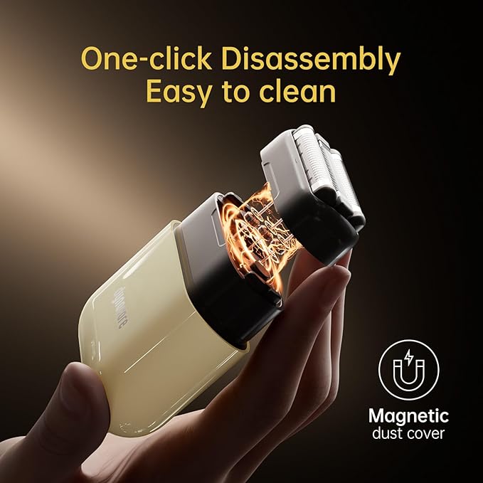 Mini Steel Electric Foil Shavers for Men: Upgraded Mini Electric Razor– Portable Travel Shaver with IPX7 Waterproof, Ultra-Long BatteryLife, and Triple Blade Technology Mini Razor (Arctic White)