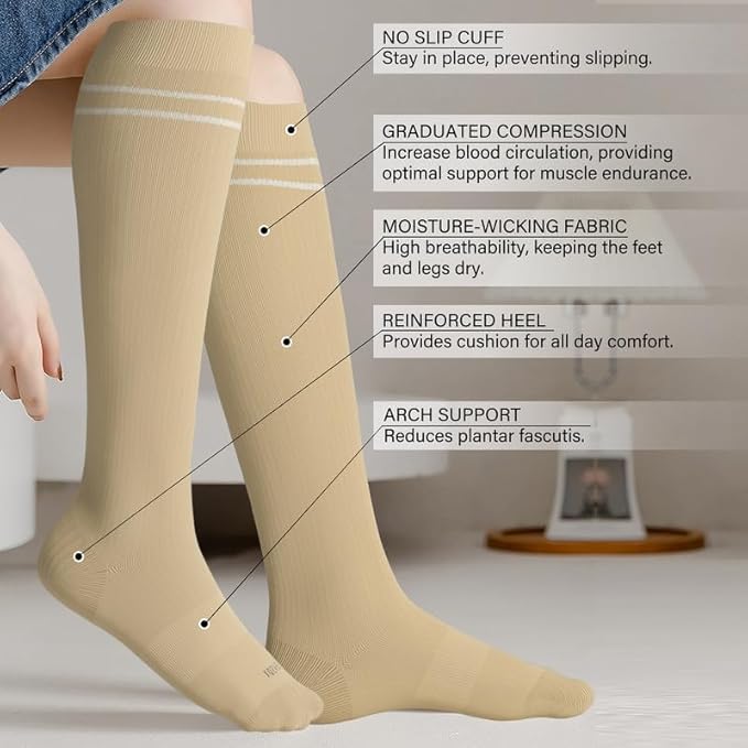 LEVSOX Compression Socks for Pregnant Women 20-30 mmHg Knee High Cute Funny Mens Supports Socks for Nurses, Medical, Travel