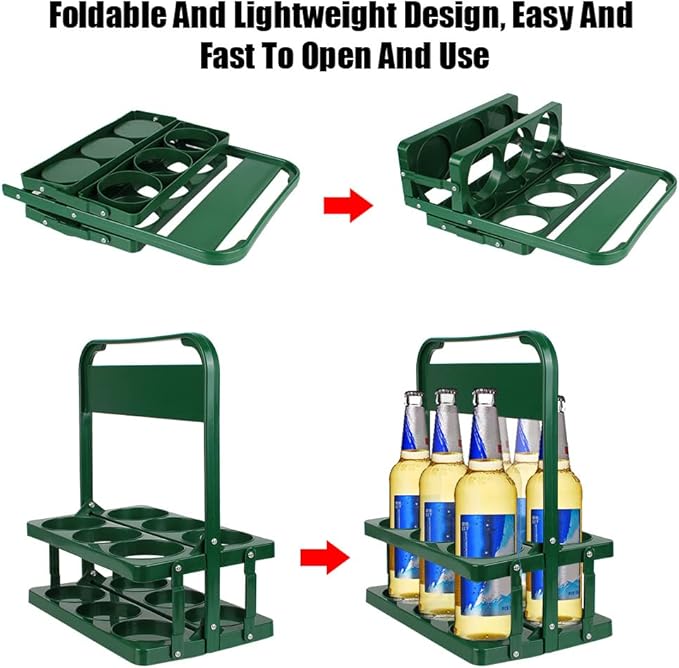 Portable Drink Carrier for Big Cups, Foldable Plastic Cup Holder, Reusable Cup Holder Carrier with Handle, Drink Delivery Carrier, Green Doordash