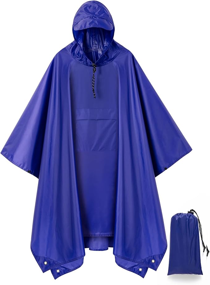 salamra Hooded Rain Poncho Waterproof Raincoat Jacket for Men/Women/Adults with Pocket