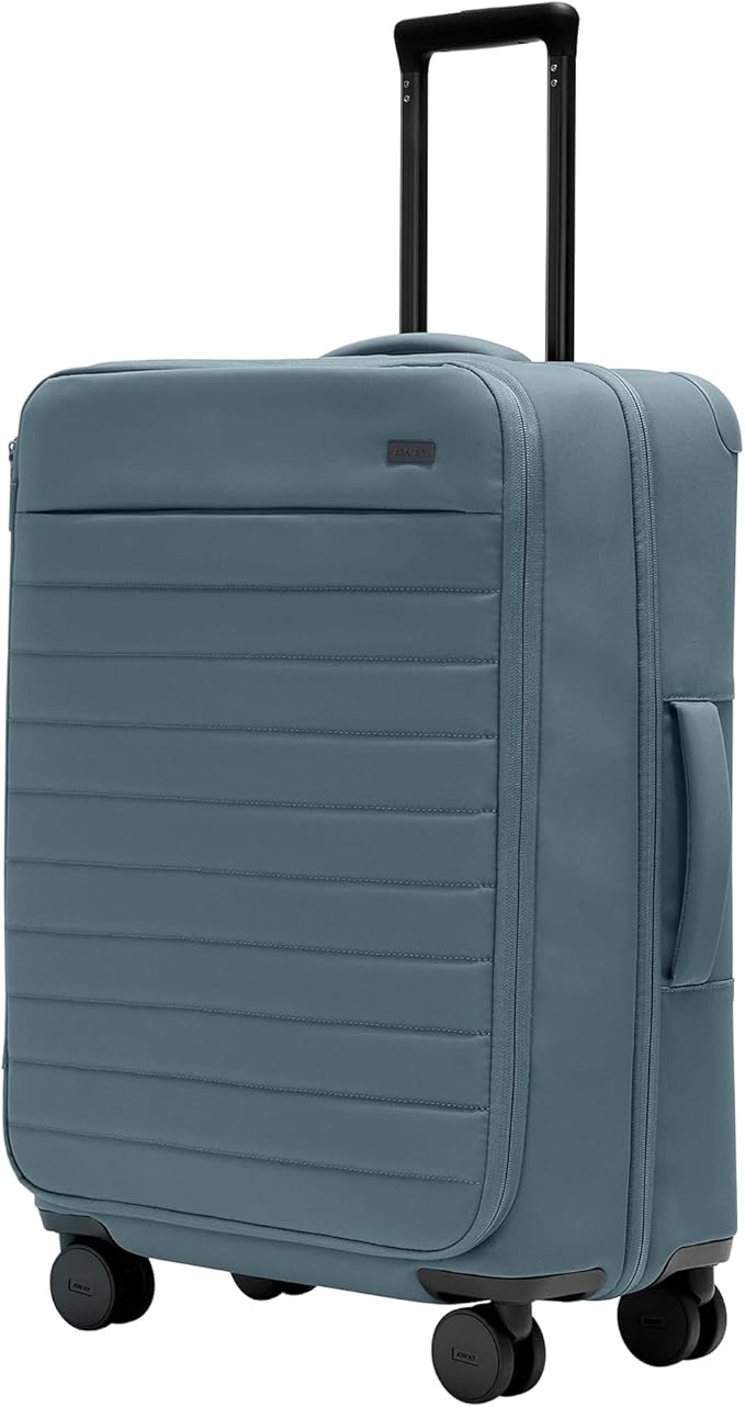 Away Softside Medium Checked Suitcase, 26 Inch Lightweight, Expandable Luggage For Men & Women, Durable Nylon Exterior, TSA Approved Lock, Ideal For Trips 1-2 Weeks, Coast Blue