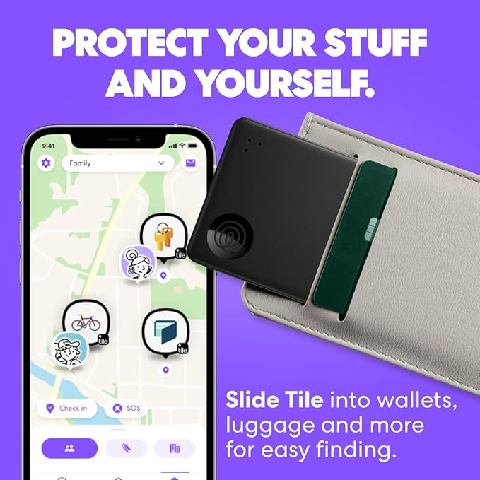 Tile by Life360 Slim - Wallet Finder, Bluetooth Tracker and Item Locator for Luggage Tags, Passports and More. Both iOS and Android Compatible. Phone Finder. 1-Pack (Green Surf)